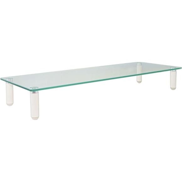 Kantek Glass Monitor Riser, 22" X 8.25" X 3.25", Clear, Supports 40 Lbs - Picture 1 of 6